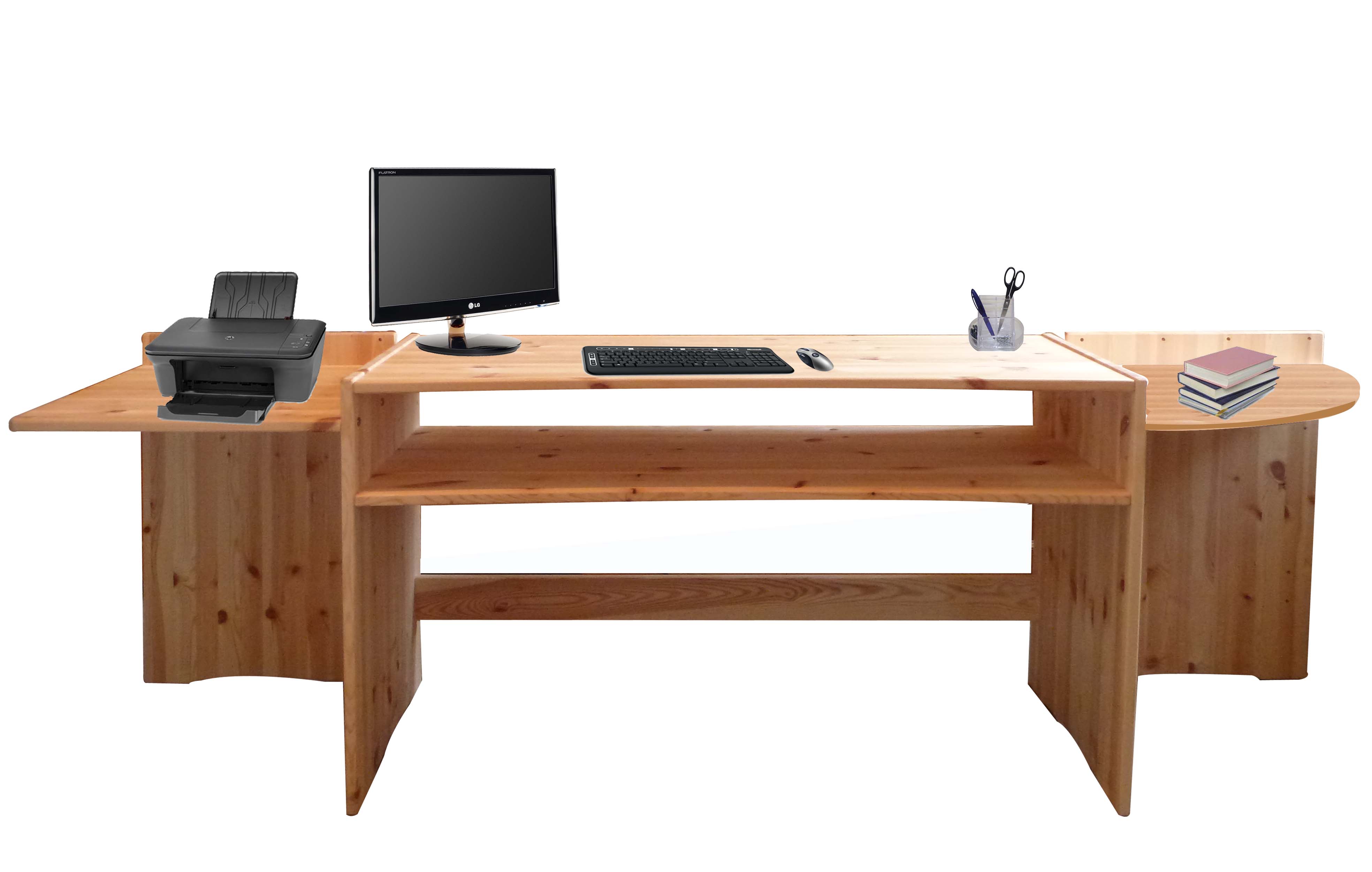 Schreibtisch, Holz massiv, 4-fach höhenverstellbar, direkt vom